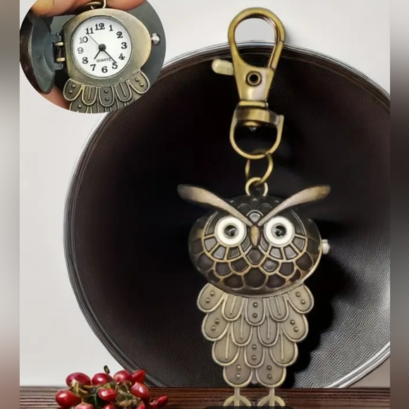 New Owl Quartz keychain pocket watch - Picture 2 of 4